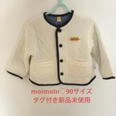 【moimoln】猫のアップリケ キルティングジャケット アイボリー 90
