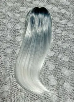 7-8インチ◆黒×白グラデーション◆ロングストレートドールウィッグ