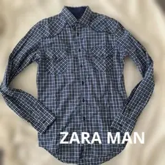 ZARA MAN チェック柄デニムシャツ スリムフィット