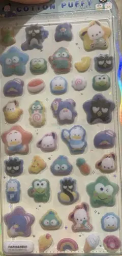 コットンパフィーシール　2個セット マイメロ　クロミ　はぴだんぶい