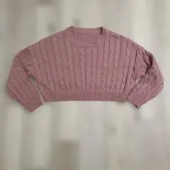 Dazy ケーブル編みピンクニットセーター S
