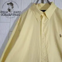 人気 ラルフローレン 長袖シャツ 2XL相当 イエロー 刺繍 ボタンダウン 古着