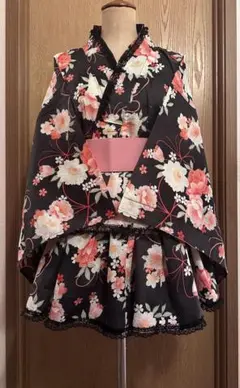 浴衣ドレス 姫ギャル 花 蝶々 黒 姫ギャル ティアード - メルカリ
