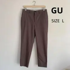 GU メンズ イージーアンクルパンツ ブラウン サイズL