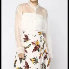 JEANASIS シアーバンドカラーシャツ オフホワイト