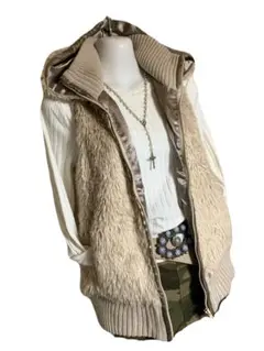 Y2K 00's 平成ギャル 2way ボア ベスト