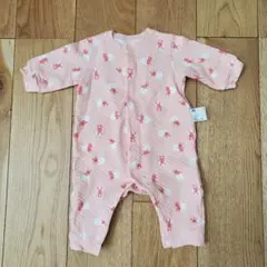 ユニクロ　キルトカバーオール　うさぎピンク　70