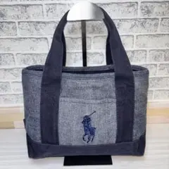 ポロラルフローレン デニム ミニトートバッグ ビッグポニー 刺繍 インディゴ