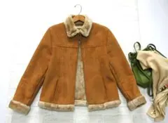 送料込み ケティ キャメル フェイク ムートン ジップアップ ジャケット