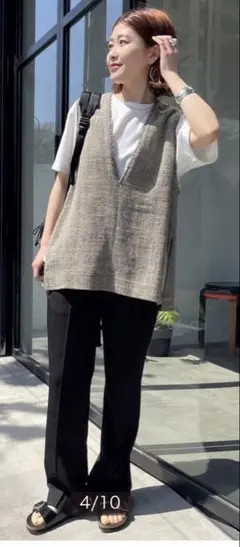 リネンブレンドツイードベスト