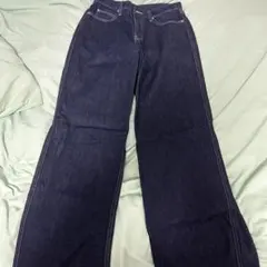 ZARA ワイドデニムパンツ スラックス センタープレス インディゴブルー 