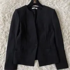 【美品◦現行✨】EPOCA ノーカラージャケット ストレッチ 黒 38のサムネイル