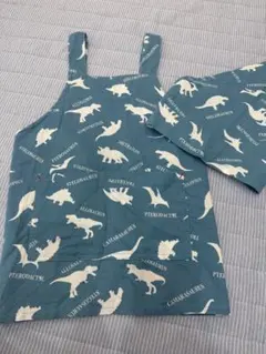 恐竜柄子供用エプロン　三角巾セット　100