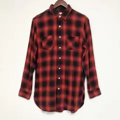 BROWNYオンブレチェックシャツレーヨン混Mサイズ