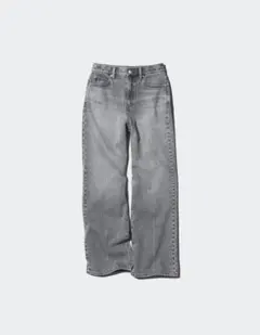 ユニクロ 27インチ ワイドストレートジーンズ グレー