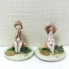 Pastel Ceramica イタリア製 陶器人形 置物 ペアのサムネイル