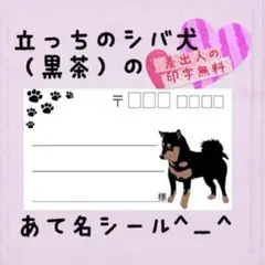 複数購入で割引可能☆立っちの黒柴の宛名シール50枚！差出人印字無料★