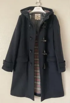 ネイビー リバーウール ダッフルコート フード付き