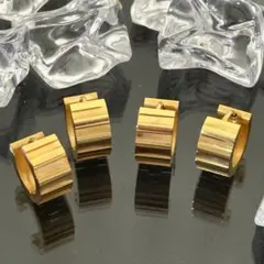 ①アウトレット《P117／ゴールド》ステンレスフープピアス／2個セット