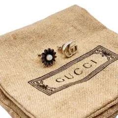 グッチ ピアス ダブルG GG パール フラワー 花 スタッズ シルバー 銀