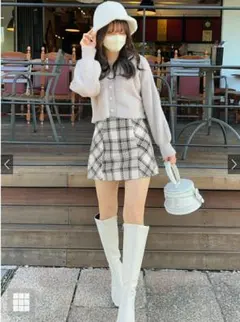 【美品】GRL インパン裏地付きチェック柄ツイードミニスカート ta088