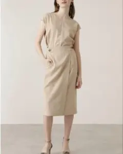 美品♡ ピンキー&ダイアン 麻混バックリボンワンピース ベージュ M相当