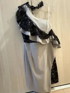 m様専用⭐️Tika グレー×ブラックレース ワンショル×オフショル ナイトドレス