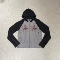 semantic design y2k 刺繍 ショート丈 ダブルジップパーカーのサムネイル