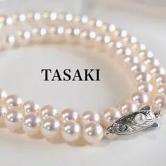 タサキ/テリ最強】箱付 アコヤ真珠 7.0mm リボンクラスプ ネックレス