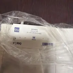 GU ストレッチテーパードパンツ M ホワイト　丈長タイプ