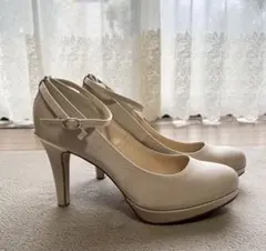 新品タグ付きREZOYサテン＆ツイードアンクルストラップ付パンプス 24.5㎝