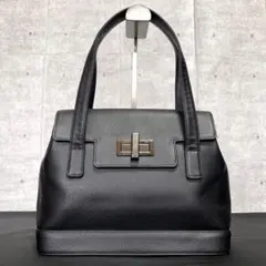未使用級 HAMANO ソフィリア カーフレザー 黒 廃盤品ハンドバッグ定価7万 未使用級 HAMANO 濱野皮革工藝 カーフレザー 黒 シルバー金具