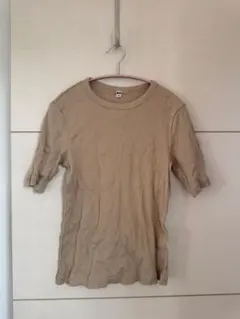 UNIQLO リブTシャツ ベージュ Lサイズ　ユニクロ