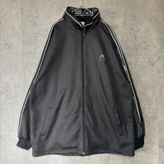 90s y2k HEAD トラックジャケット ジャージ 襟ロゴ ライン 黒 Lのサムネイル