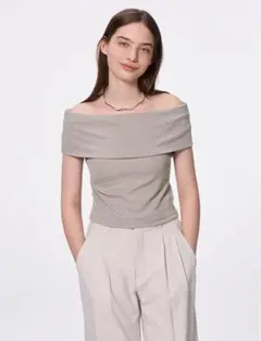 GU オフショルダーT グレー　Lサイズ