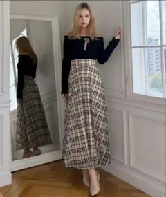 ROYAL PARTY ロイヤルパーティー チェックドッキングワンピース