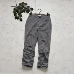8018✾ビースリー✾ストレッチパンツ【28】チェック/クロップド/シャーリングのサムネイル