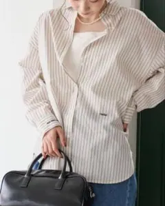 コーエンイージーケア2wayシャツ＿レギュラーカラーブラウンストライプ♡L新品