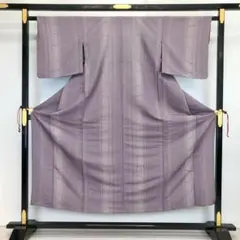 単衣 小紋 縦縞模様 縮緬 鳩羽色 KK-1612