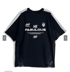 サイドレース配色ラインロゴプリントTシャツ