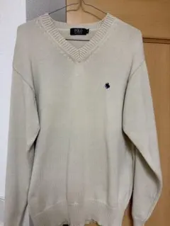 POLO アイボリー Vネックニットセーター