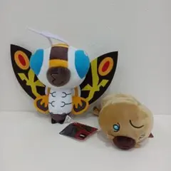 タグ付き ゴジラ モスラ 成虫 ぽってりお手玉 デフォルメぬいぐるみ 2점 세트