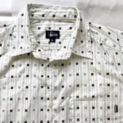 90s Stussy アトミック柄シャツ 総柄シャツ USA製 紺タグのサムネイル