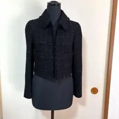 ANAYI 光沢感のあるツイードジャケット　黒のサムネイル