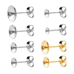 サージカルステンレス☆ピアス台座芯付き ゴールド6mm両耳（2個）