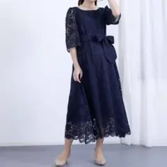 総レース クラシック ロングドレス　［マタニティ　産前産後］のサムネイル