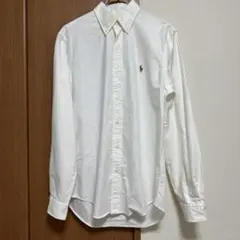 【定番】ラルフローレン　ボタンダウンシャツ メンズS（日本M相当）白　ロゴ刺繍