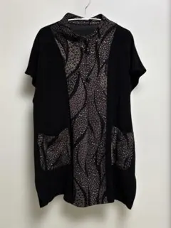 ロングベスト　カーディガン　スリットありM〜L 前ボタン3個　両側ポケット