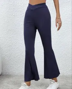マタニティパンツ　フレアパンツ　ネイビー