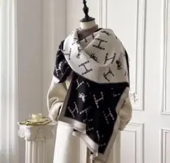 大判　ストール　マフラー　ショール　H ブラック